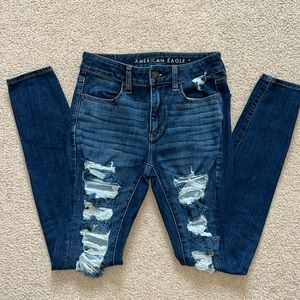 American Eagle High Rise Destructed Skinny Jean Jeggings